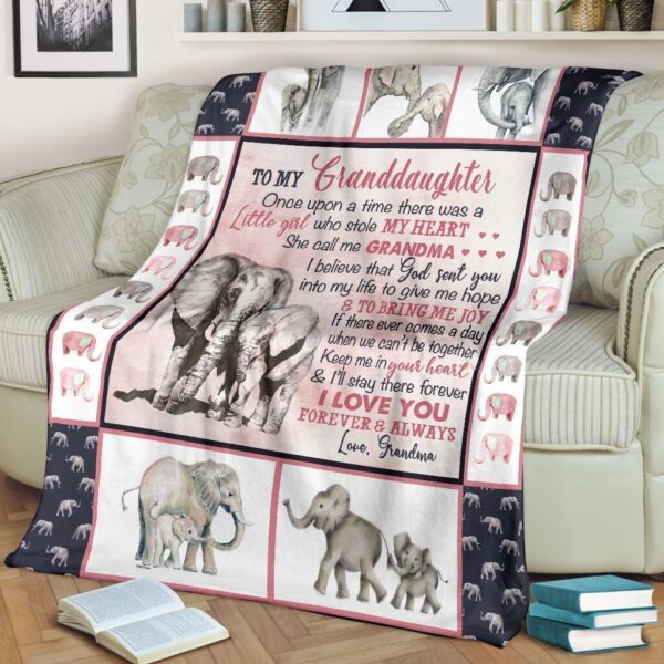 Elephants To My Granddaughter Fleece Blanket Sherpa Blanket