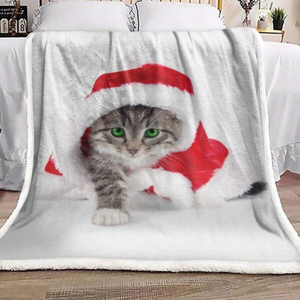 Christmas Cat Fleece Blanket Sherpa Blanket
