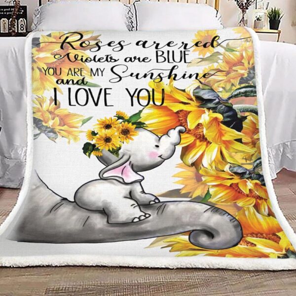 Elephant Sunflower Fleece Blanket Sherpa Blanket