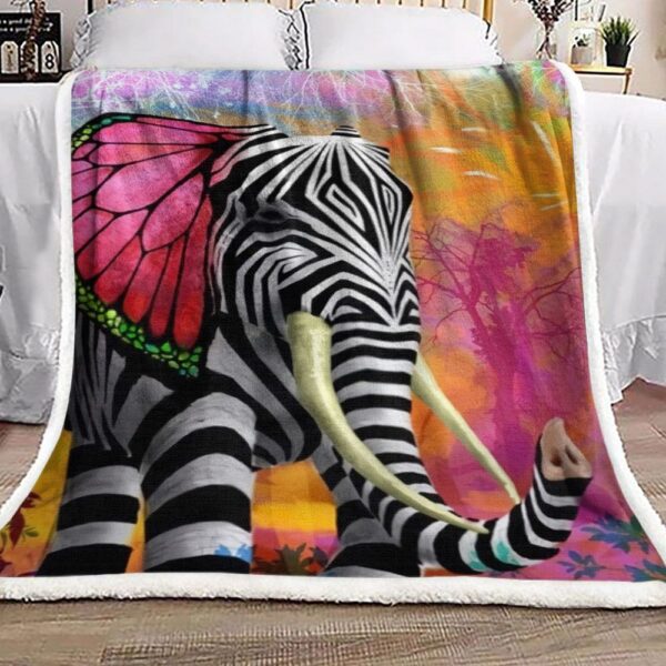 Elephant Zebra Fleece Blanket Sherpa Blanket