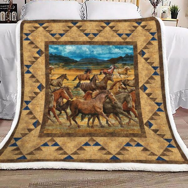 Horses Fleece Blanket Sherpa Blanket