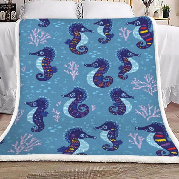 Sea Horse Fleece Blanket Sherpa Blanket