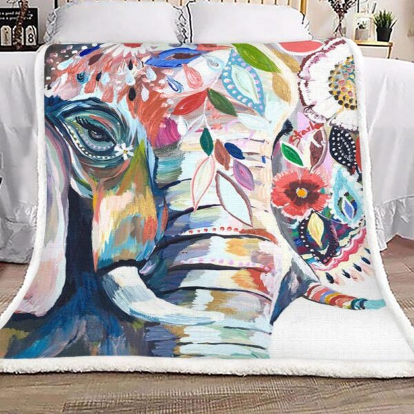 Elephant Flower Fleece Blanket Sherpa Blanket