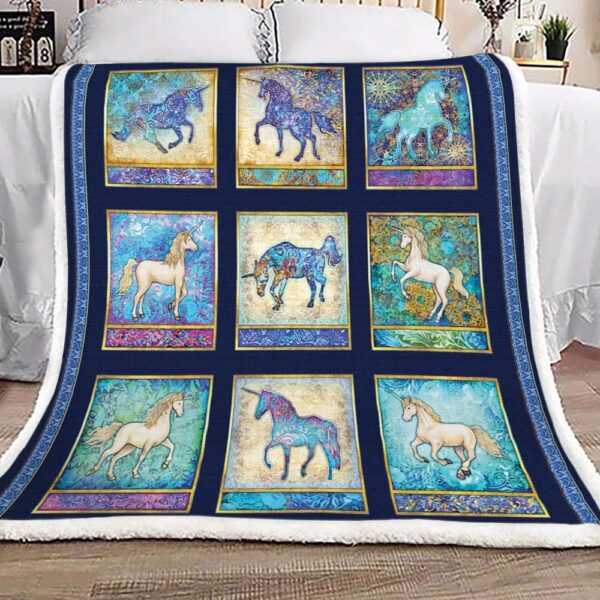 Horse Navy Fleece Blanket Sherpa Blanket