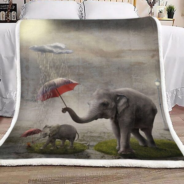 Elephants In The Rain Fleece Blanket Sherpa Blanket