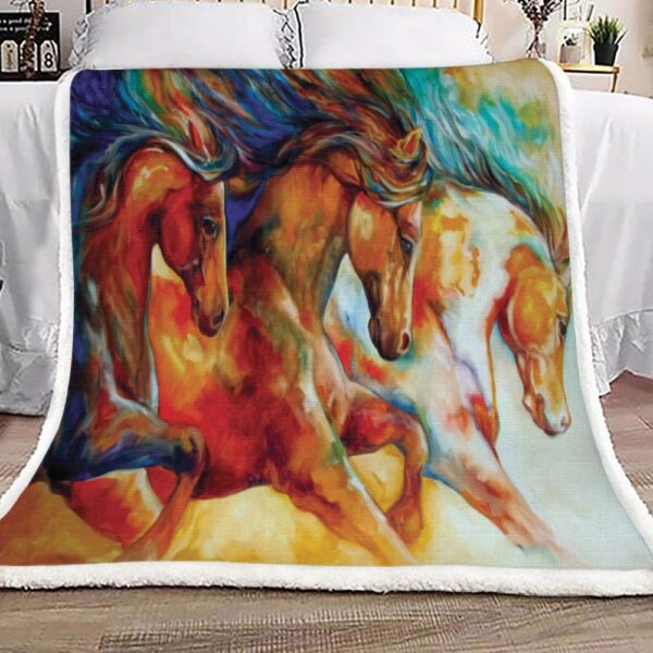 Horse Running Fleece Blanket Sherpa Blanket